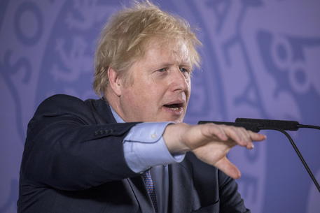 Il primo ministro britannico Boris Johnson pronuncia un discorso al "Unleashing Britain's Potential" nel Old Royal Naval College a Londra.