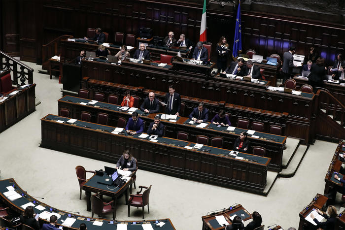 Il Premier Giuseppe Conte durante il suo intervento alla Camera dei deputati.