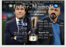 Le immagini di Antonio Conte e di Gennaro Gattuso nell'elaborazione grafica sulla partita di Coppa Italia, semifinale: Inter-Napoli.