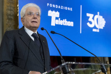 Il Presidente Sergio Mattarella nel corso dell'incontro per il 30° anniversario della Fondazione Telethon, nella Giornata Mondiale delle malattie rare.