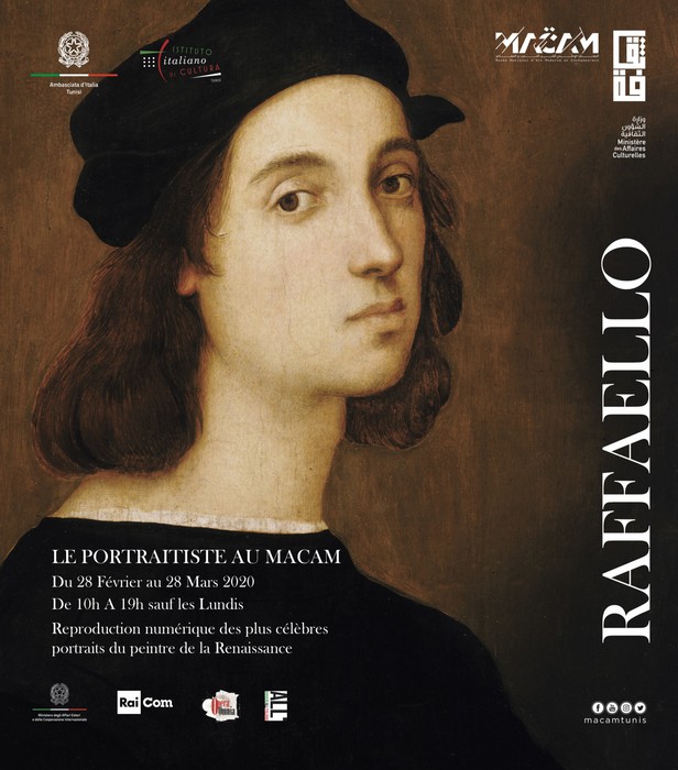 Raffaello Sanzio, il poster di una esposizione organizzata per i 500 anni.