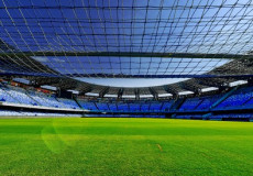 Lo stadio San Paolo di Napoli vuoto.