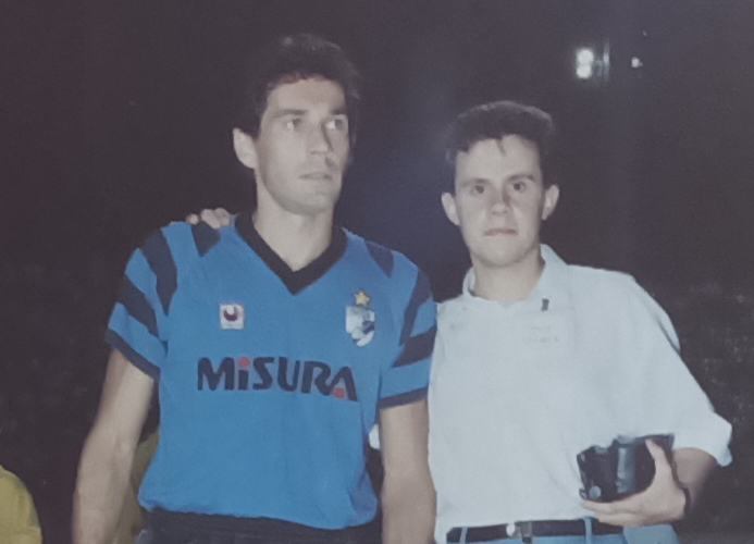 Beppe Baresi uno dei simboli di quella squadra insieme ad Emilio Buttaro in una foto di metà anni 80