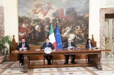 Stefano Patuanelli, Giuseppe Conte, Roberto Gualtieri e Lucia Azzolina