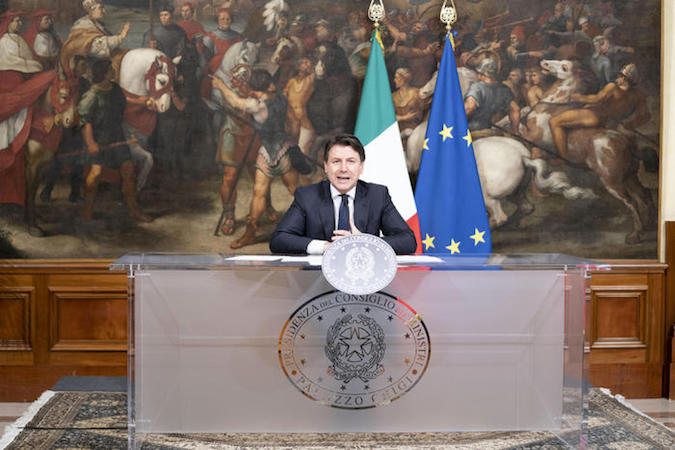 Il presidente del Consiglio, Giuseppe Conte, durante una conferenza stampa a Palazzo Chigi,