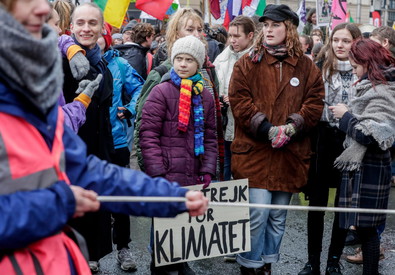 L'attivista svedese Greta Thunberg in una manifestazione a BRuxelles.