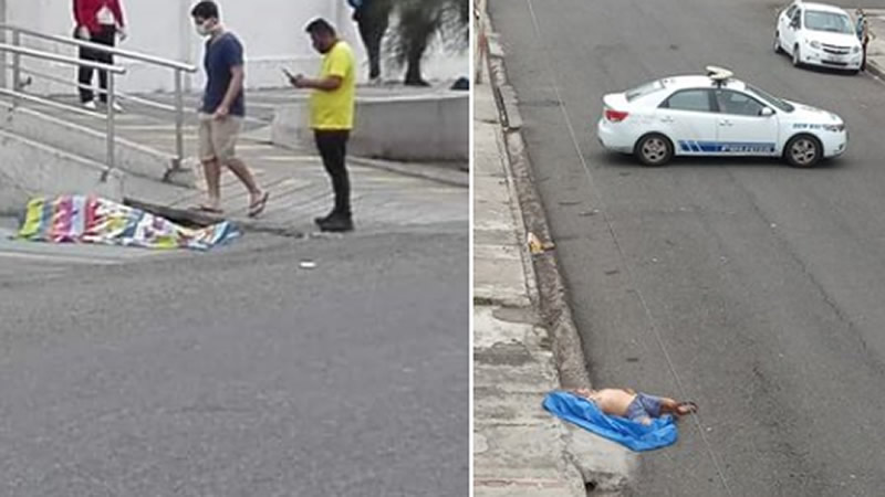 Immagini di due cadaveri stesi per strada in Guayaquil, riprese dai video nelle rete sociali.