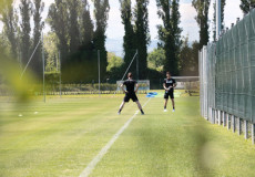 Allenamento del Sassuolo con distanza sociale.