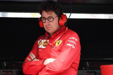 Il direttore della scuderia Ferrai Mattia Binotto in piedi ai pits attends at pits a Monza.