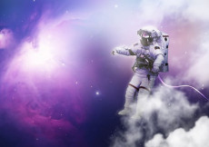 Passeggiata spaziale di un astronauta.