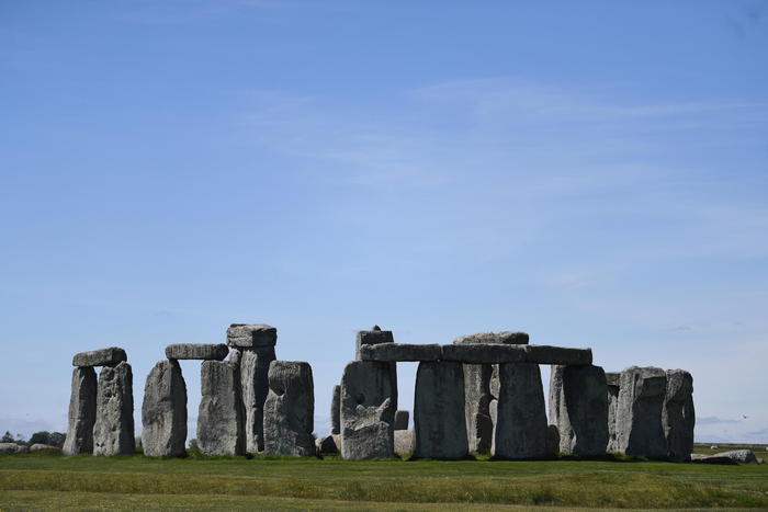 Vista del monumento di Stonehenge, Gran Bretagna.