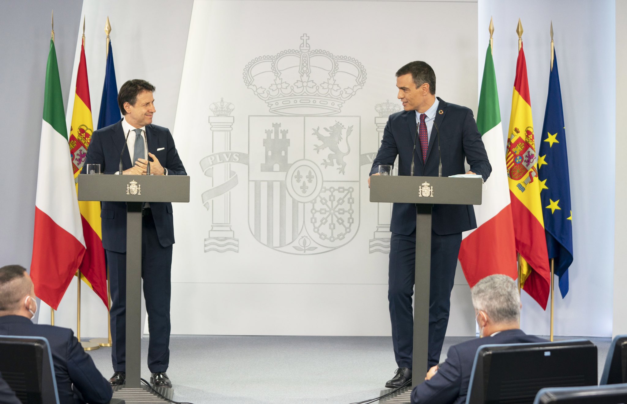 Il premier italiano, Giuseppe Conte, e il presidente del Governo, Pedro Sánchez