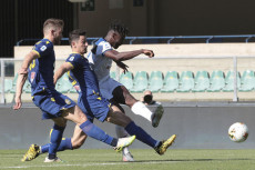 Duvan Zapata in gol nella partita Verona-Atalanta al Bentegodi