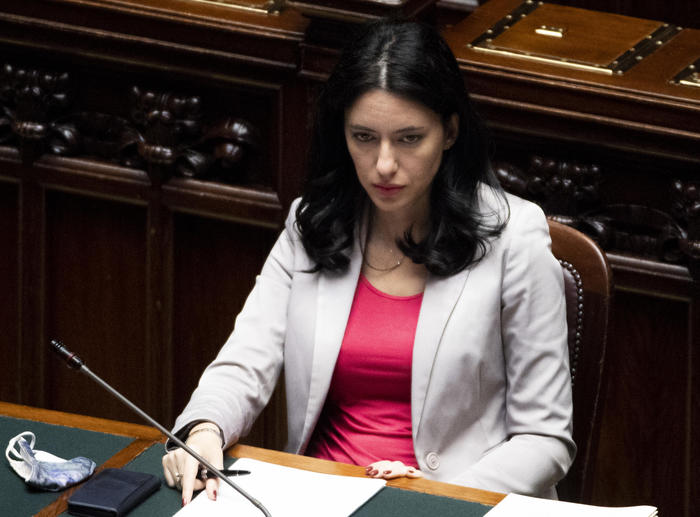 La ministra dell'Istruzione, Lucia Azzolina, al termine dell'informativa urgente sulla ripresa delle scuole a Montecitorio,