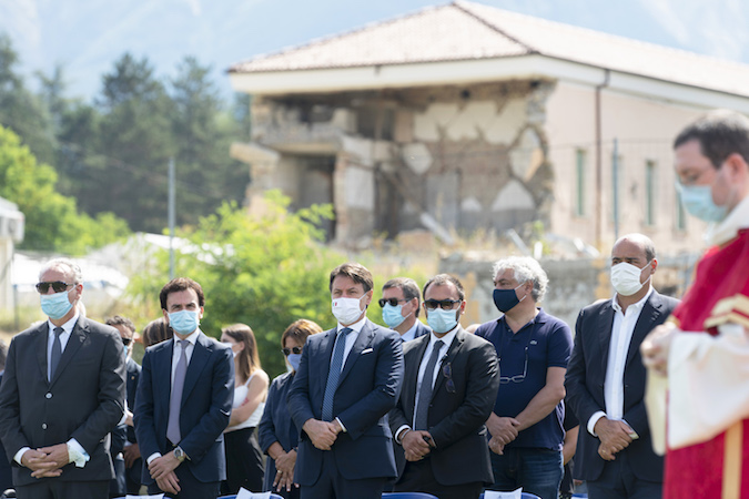 Il Presidente del Consiglio, Giuseppe Conte, ad Amatrice in occasione della celebrazione commemorativa del quarto anniversario del sisma del Centro Italia.