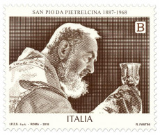 Francobollo commemorativo di San Pio da Pietrelcina in occasione della cerimonia commemorativa del cinquantenario della morte del Santo a San Giovanni Rotondo.