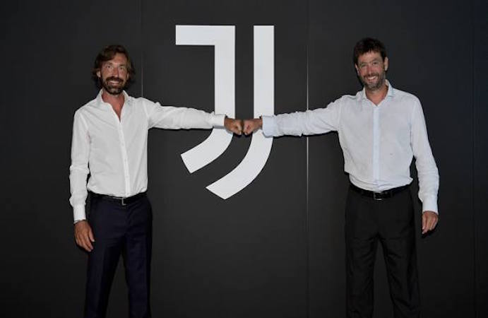 Ilnuovo allenatore della Juventus Andrea Pirlo ed il Presidente Agnelli.