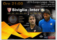 Un cartello di presentazione della finale della Europpa League Siviglia-Inter.
