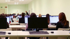 Studenti universitari durante le prove scritte per l'ammissione alle scuole di specializzazione di medicina, presso la Facoltà di Medicina dell'Università Cattolica