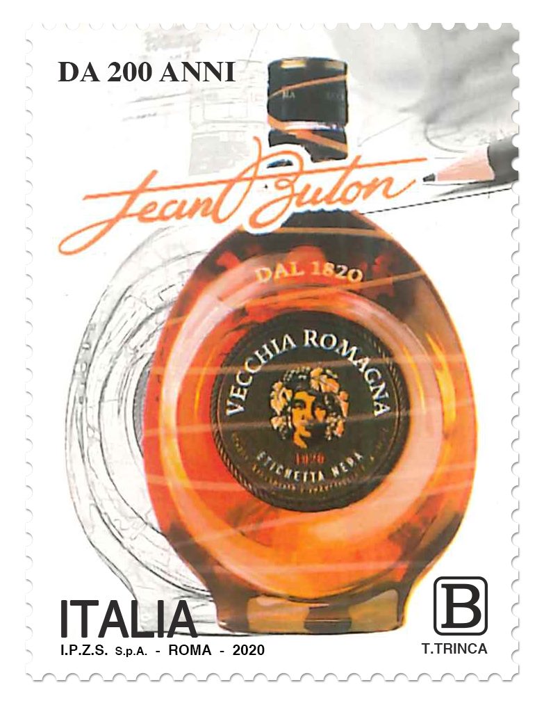 Buton, Vecchia Romagna: la classica bottiglia caratterizzata dall'etichetta nera con l'effigie di Bacco.