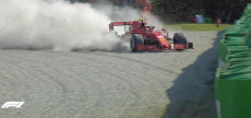 Un frame del brutto incidente per Charles Leclerc al 25/o giro del Gp di Monza.