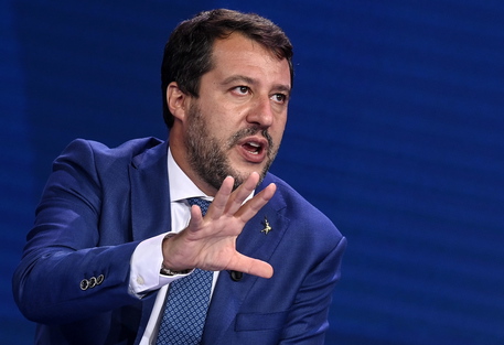 Matteo Salvini durante la trasmissione di 'Porta a Porta',