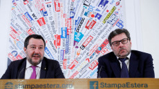 Matteo Salvini e Giancarlo Giorgetti ad una conferenza stampa in una foto d'archivio.