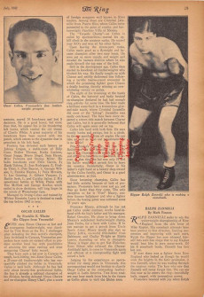 Oscar Calles a sinistra in una pagina del giornale "The Ring" del 1942.