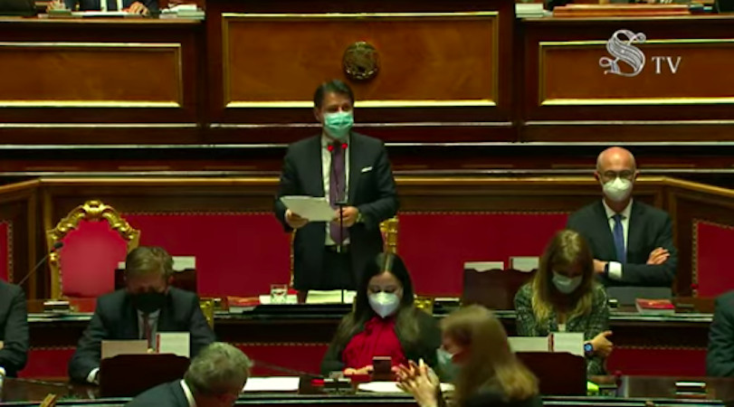 Il Presidente del Consiglio Giuseppe Conte durante l'informativa in Parlamento sulla situazione Covid nel Paese.