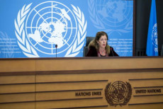 Stephanie Williams, rappresentante del secretario generale e cpao della commissione dell'Onu silla Libia durante una conferenza stampa.