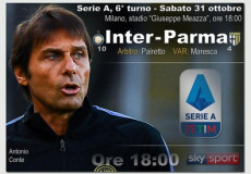 Cartellone sulla partita Inter-Parma. (Composizione grafica).