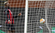 Rafael Leao festeggia dopo aver segnato la reta del 2-0 allo Sparta Praha al Giuseppe Meazza.