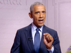 L'ex presidente americano Barack Obama durante la convention Dem. Immagine d'archivio.
