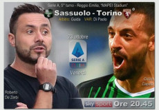 Composizione grafica sulla partita Sassuolo-Torino con le immagini di Roberto de Zerbi e Ciccio Caputto della squadra dell'Emilia Romagna. (ANSA)