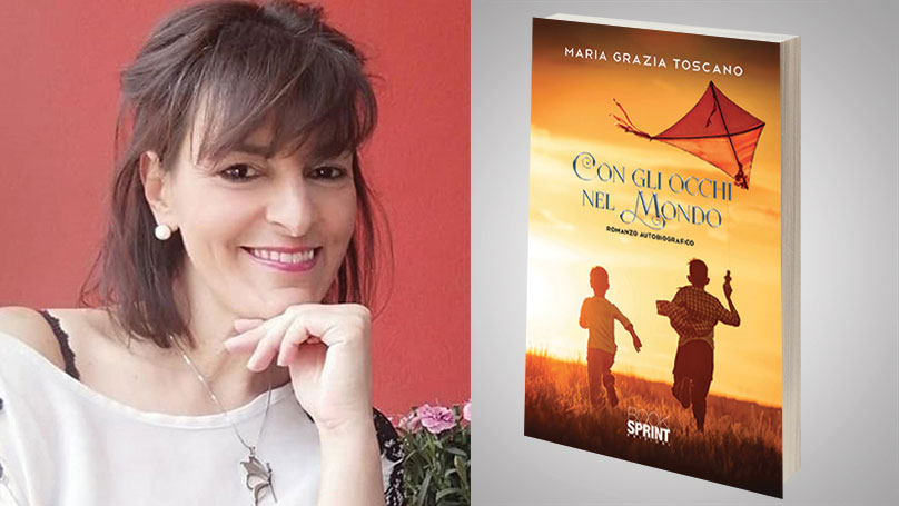La scrittrice Maria Grazia Toscano e la copertina del libro