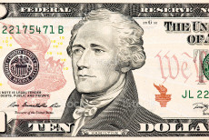 L'immagine del volto di Alexander Hamilton stampata nella banconota di 10 dollari.