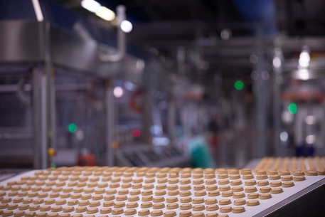 Produzioni di biscotti Nutella nello stabilimento di Ferrero.