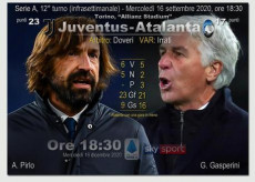 Andrea Pirlo e Gian Pierto Gasperini di fronte in una elaborazione per la partita Juventus-Atalanta.