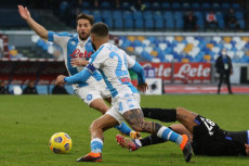 Dries Mertens in azione nella partita vinta dal Napoli 2'1 sulla Sampdoria.