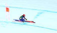 Federica Brignone in azione durante la coppa del mondo FIS Alpine in Bansko, Bulgaria,
