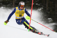 Alex Vinatzer in azione nello Slalom del Alpine Skiing World Cup in Alta Badia.