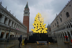 Vista di Piazza San Marco, con l'albero di Natale opera dell'artista Fabrizio Plessi.