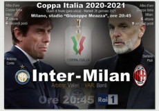 Unmcartello sulla partita Inter-Milan di Coppa Italia.