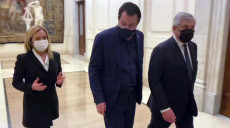 Giorgia Meloni, Matteo Salvini e Antonio Tajani al Quirinale.