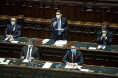 I presidente del Consiglio, Giuseppe Conte, durante il suo intervento alla Camera