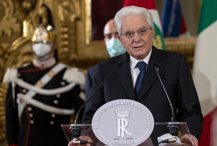 Il Presidente della Repubblica Sergio Mattarella al termine delle consultazioni