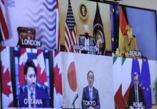 I leader dei Paesi del G7 al vertice online.