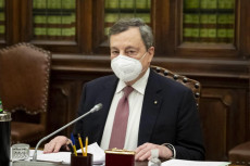 Il Presidente del Consiglio incaricato, Mario Draghi, durante le consultazioni nella Camera dei Deputati.