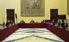 L'incontro tra il presidente del Consiglio incaricato Mario Draghi e la delegazione di Forza Italia guidata dal presidente Silvio Berlusconi, Roma, 9 febbraio 2021