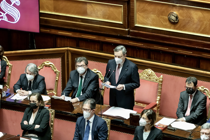 Il Presidente del Consiglio, Mario Draghi, rende al Senato della Repubblica le comunicazioni sulle dichiarazioni programmatiche del Governo.